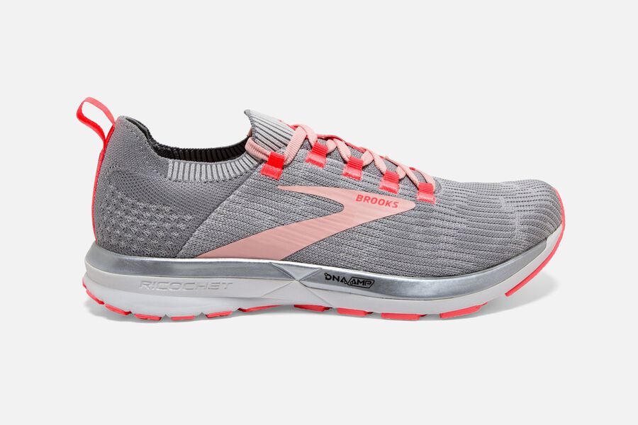 Zapatillas Running Brooks Ricochet 2 Mujer Gris/Coral Baratas RDFE24017